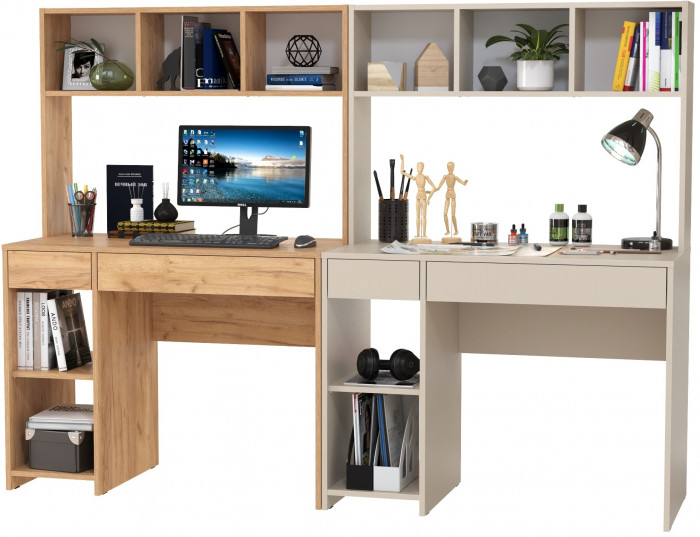 компьютерный стол Комфорт 12.77F + компьютерный стол Комфорт 12.77F, дуб крафт золотой/сатин