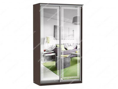 Шкаф купе Модерн 905х450 2-х дверный зеркальный с пескоструем №1 венге