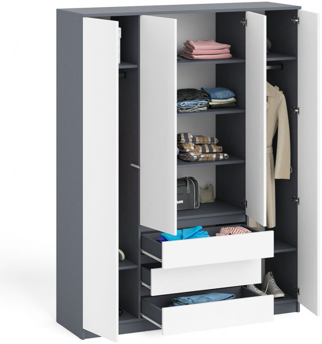 Мори Шкаф МШ1600.1, графит/белый