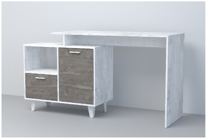 Эго Стол Ст-2 НГ (Глянец Белый/Бетон Светлый)