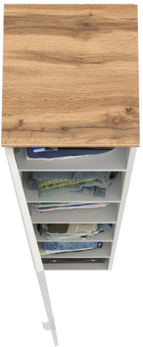 Октава 13.228 Шкаф-пенал, цвет белый шагрень/дуб крафт золотой/фасады МДФ белый шагрень, ШхГхВ 32,2х35,3х197,6 см., универсальная сборка