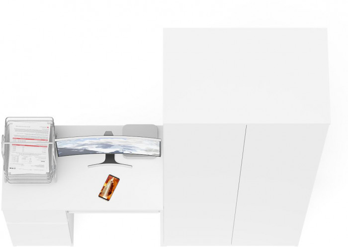 Мори компьютерный стол МС-1 левый + Шкаф МШ800.1, белый