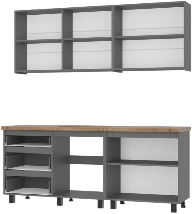 Кухня Шерлок 2,0м, Графит, Крафт