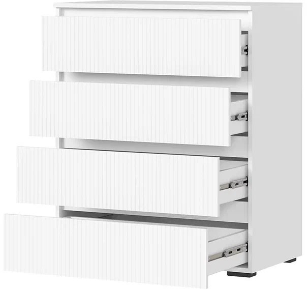 Хелен КМ 02 Комод 802 4 ящика (0,802х0,958х0,460) МДФ белый супермат/белый