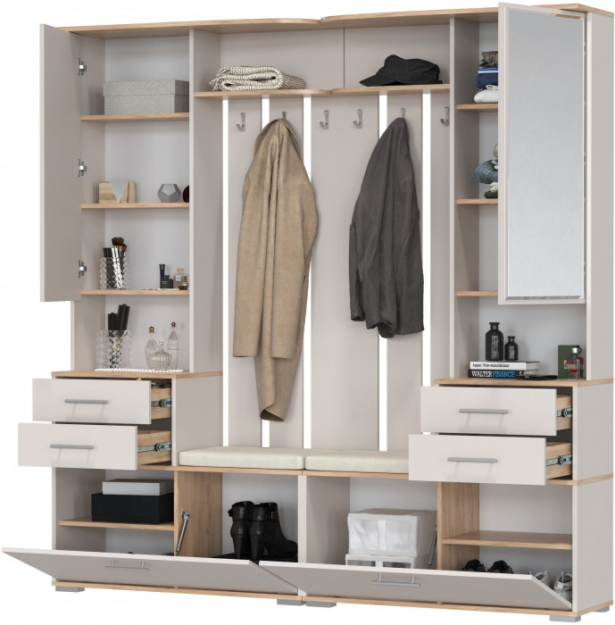 Два шкафа с вешалкой Домино 2-3431дкз/к.с, дуб крафт золотой/кашемир серый