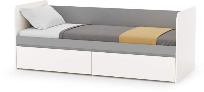 Торонто 11.39 Кровать + 16.475 Полка + 13.321 Комод, белый шагрень/стальной серый