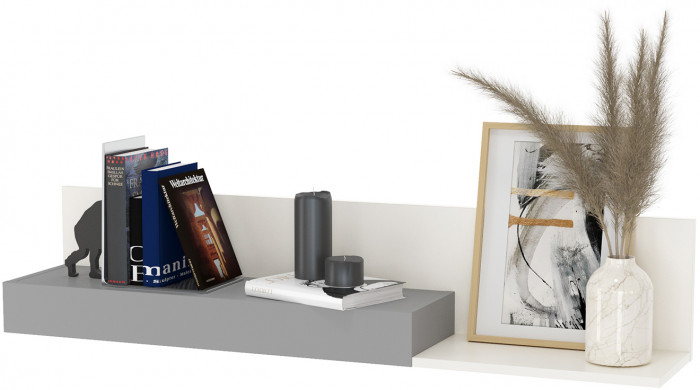 Торонто 11.39 Кровать + 16.475 Полка + 13.321 Комод, белый шагрень/стальной серый