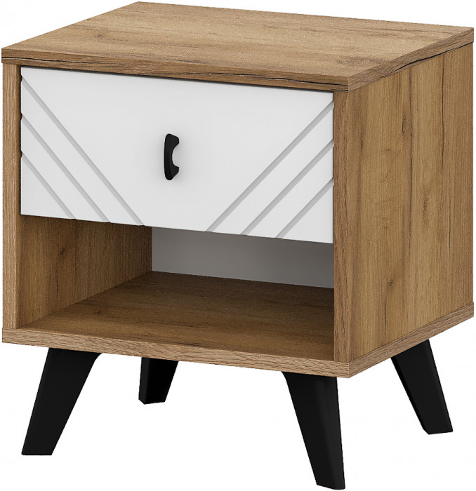 Тумба прикроватная Байкал, Дуб золотой, Белый матовый