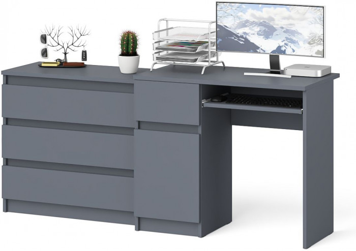 Мори компьютерный стол МС-1 левый + Комод МК800.1, графит