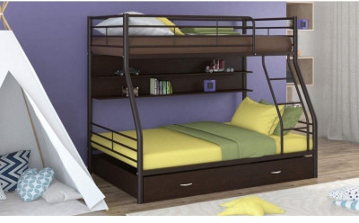 Двухъярусная кровать Гранада-2ПЯ (Ясень шимо светлый, Черный)