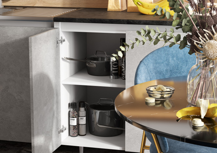 Кухня Челси 2,0м Бетон светлый, Белый (Кастилло темный)