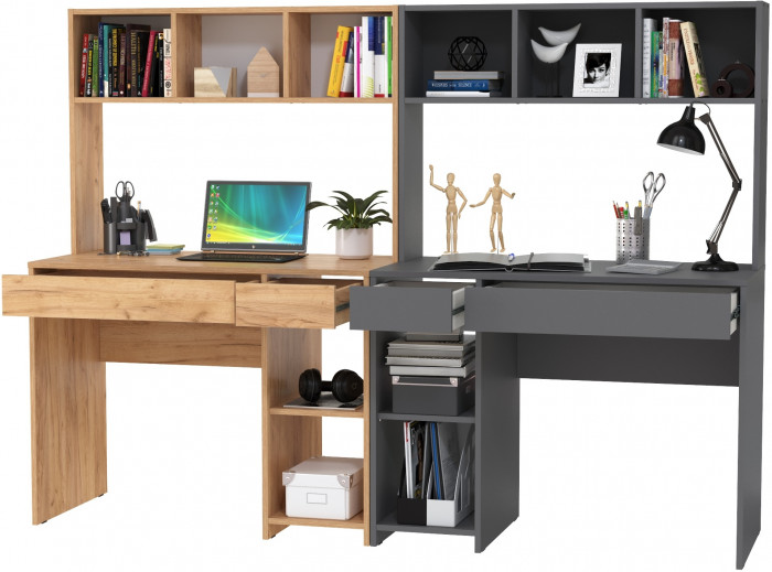 компьютерный стол Комфорт12.77F +компьютерный стол Комфорт 12.77F, дуб крафт золотой/тёмно-серый