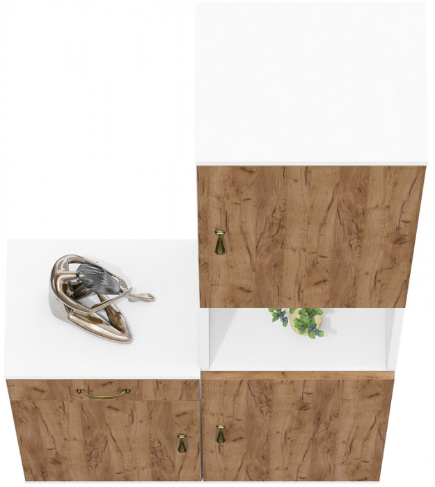 Лидер-8 Пенал + Тумба МД 3.15, белый шагрень/крафт золото