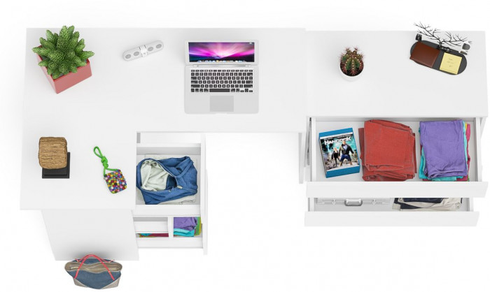 Мори компьютерный стол МС-16 левый + Комод МК800.1, белый