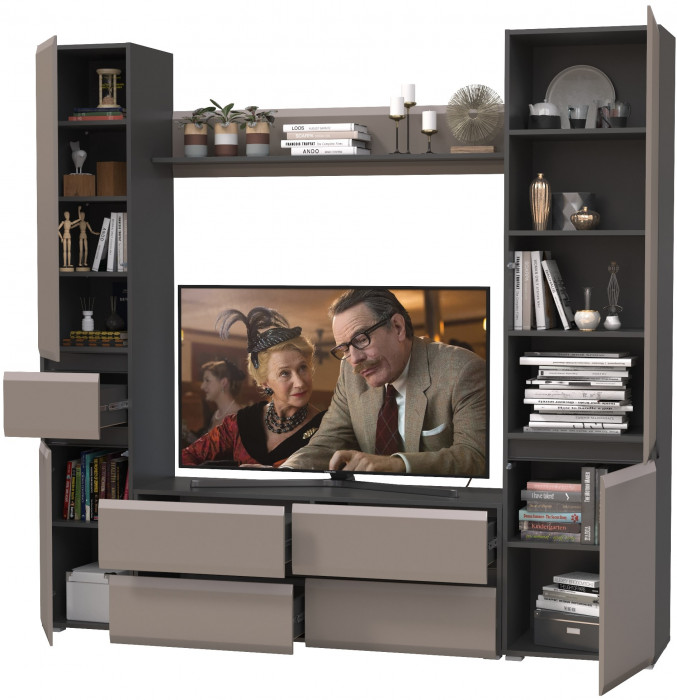 Сидней Комплектация № 053, корпус: антрацит/фасады: МДФ веллюто капучино