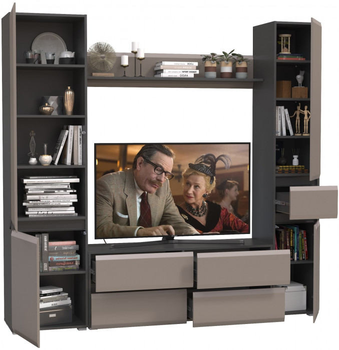 Сидней Комплектация № 053, корпус: антрацит/фасады: МДФ веллюто капучино