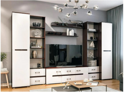 Гостиная Ким, вариант №2 (Венге / Белый глянец)