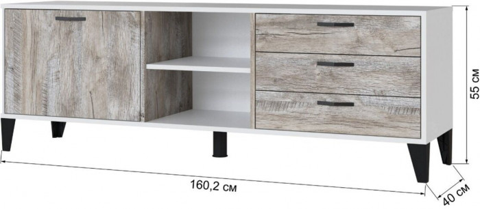 Тумба ТВ Парус-9 белый/дуб юкон