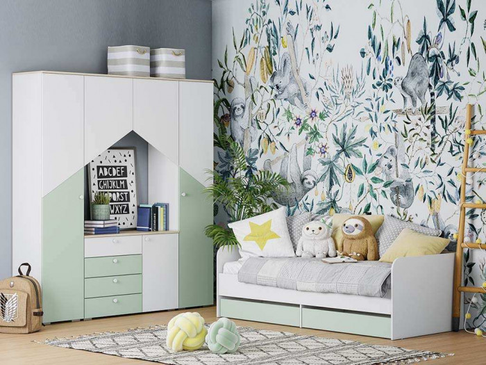 Детская Банни-3 белый/дуб сонома/макарун