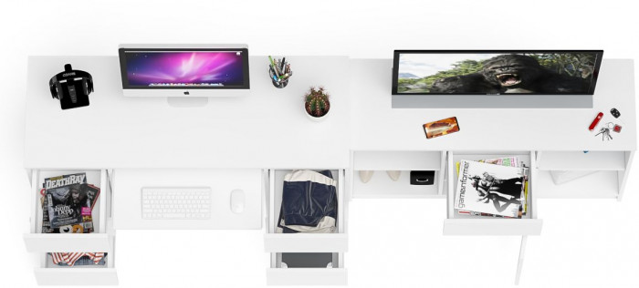 Мори компьютерный стол МС-2 + Тумба МТВ1204.1, белый