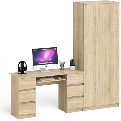 Мори компьютерный стол МС-2 + Шкаф МШ800.1, дуб сонома