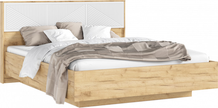 Сильвия Кровать парящая 1,6м (ортопед дерево) Браш Вайт/Дуб Крафт, Дуб Крафт