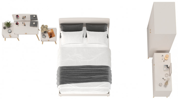 Афина Спальня 24-1400, цвет кашемир серый, сп.м. 1400х2000 мм., б/м, основание есть - фанера