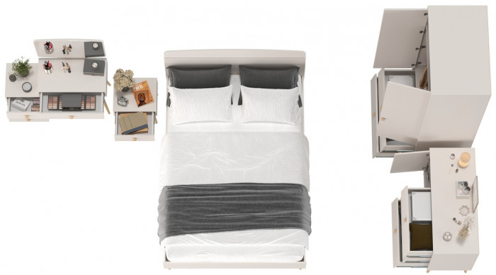 Афина Спальня 24-1400, цвет кашемир серый, сп.м. 1400х2000 мм., б/м, основание есть - фанера