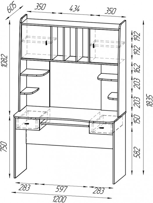 Стол 6-0604 Бета + кресло 103 серое, цвет дуб сонома, ШхГхВ 120х60,5х183,5 см.