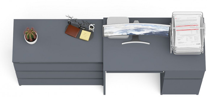 Мори компьютерный стол МС-1 правый + Комод МК800.1, графит