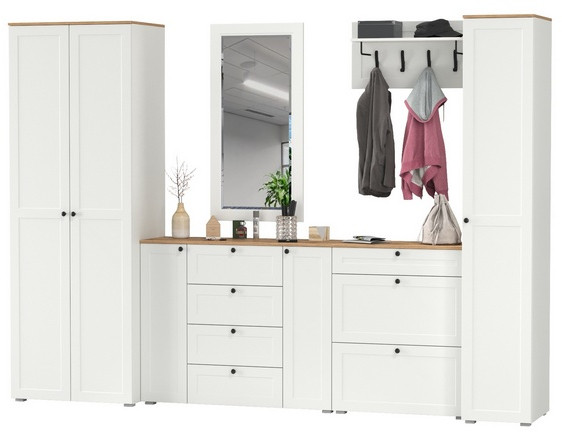 Остин Прихожая 61, белый шагрень/дуб крафт золотой