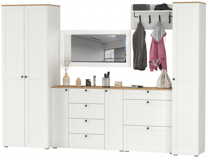 Остин Прихожая 61, белый шагрень/дуб крафт золотой