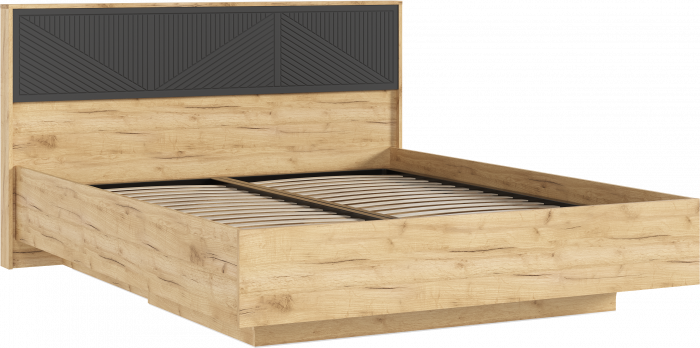 Сильвия Кровать парящая 1,6м (ортопед дерево) Браш Графит/Дуб Крафт, Дуб Крафт