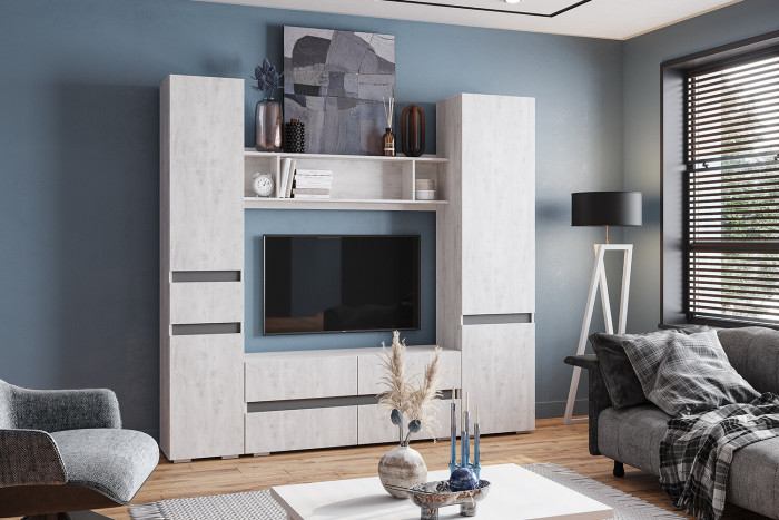 Пенал с ящиком ПН-11 Мрия, Бетон пайн светлый, графит