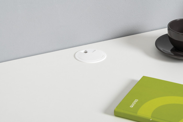 Торонто 12.149 Стол + 13.13 Шкаф комбинированный, белый шагрень/стальной серый