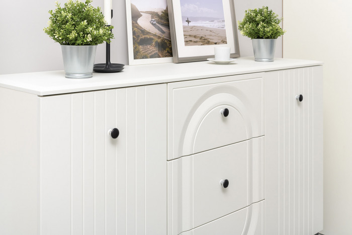 Валенсия Гостиная № 113, ЛДСП белый шагрень/МДФ белый шагрень