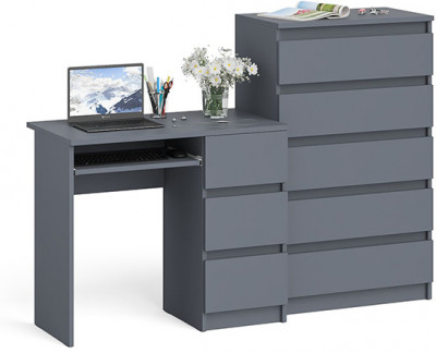 Мори компьютерный стол МС-6 правый + Комод МК700.5, графит