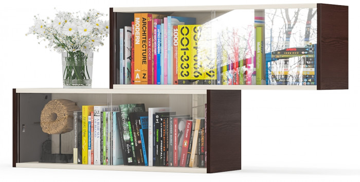 Две полки книжных С-МД-КН01, венге/дуб