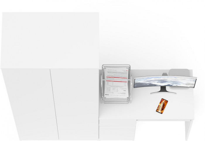 Мори компьютерный стол МС-1 левый + Шкаф МШ800.1, белый