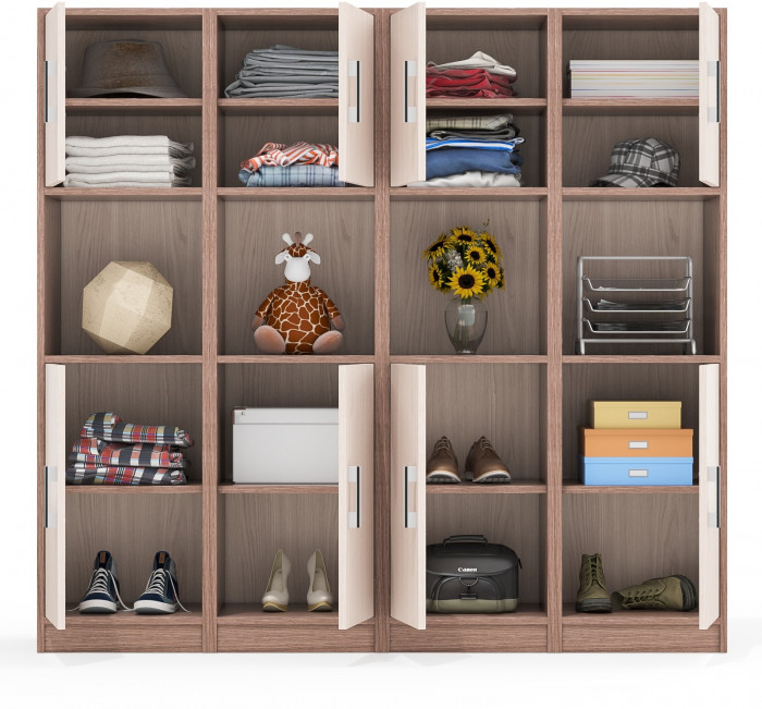 Четыре Пенала С-МД-СК9П к компьютерному столу С-МД-СК9, цвет ясень шимо светлый/ясень шимо тёмный, ШхГхВ 172х45х160 см., универсальная сборка