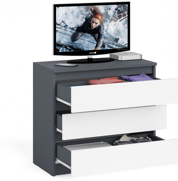 Мори Комод МК800.1, цвет графит/белый, ШхГхВ 80,4х41х73 см.