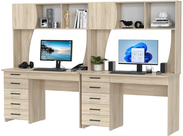 Два стола рабочих 6-0606дубсон Сигма, дуб сонома