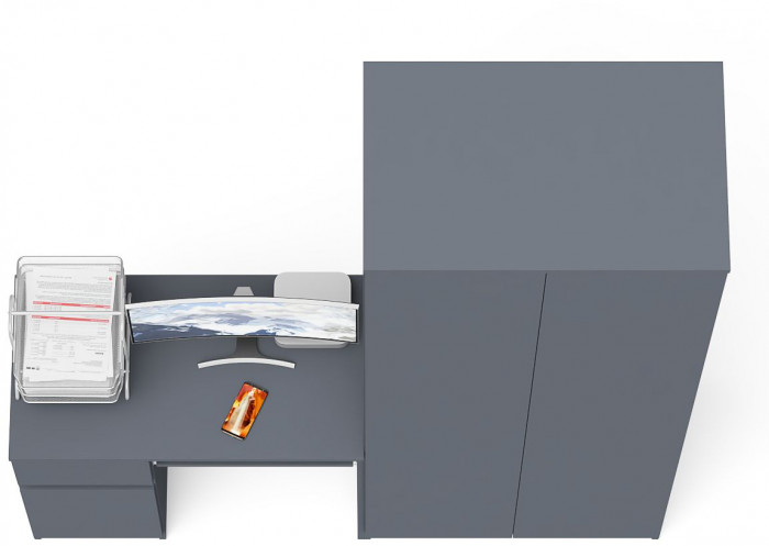 Мори компьютерный стол МС-1 левый + Шкаф МШ800.1, графит