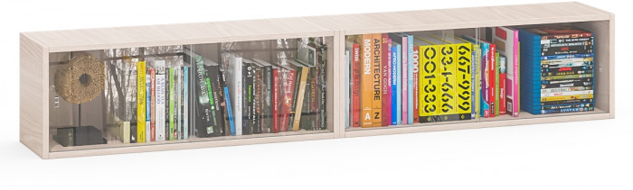 Две полки книжных С-МД-КН01, ясень шимо светлый