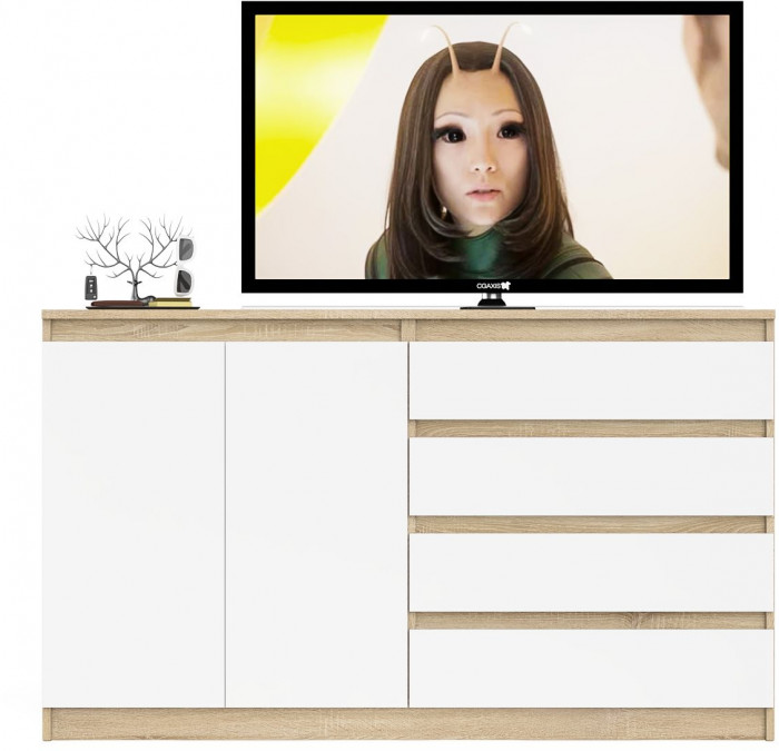 Мори Комод МК1600.1, дуб сонома/белый