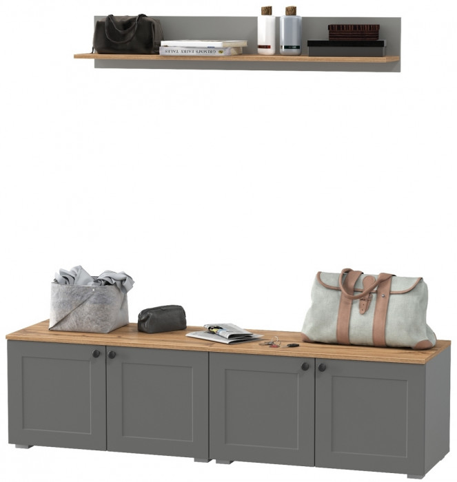 Остин Прихожая 64, серый графит/дуб крафт золотой