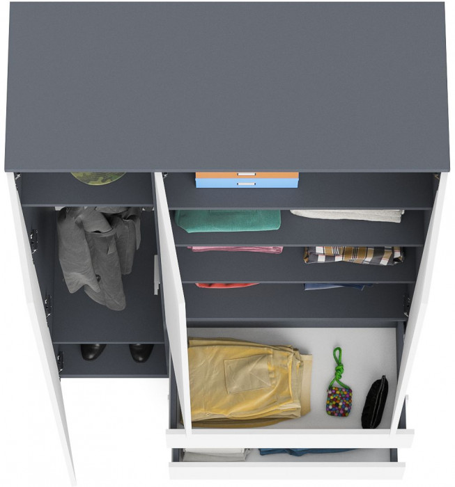 Мори Шкаф МШ1200.1, цвет графит/белый, ШхГхВ 120,4х50,4х209,6 см., НЕ универсальная сборка