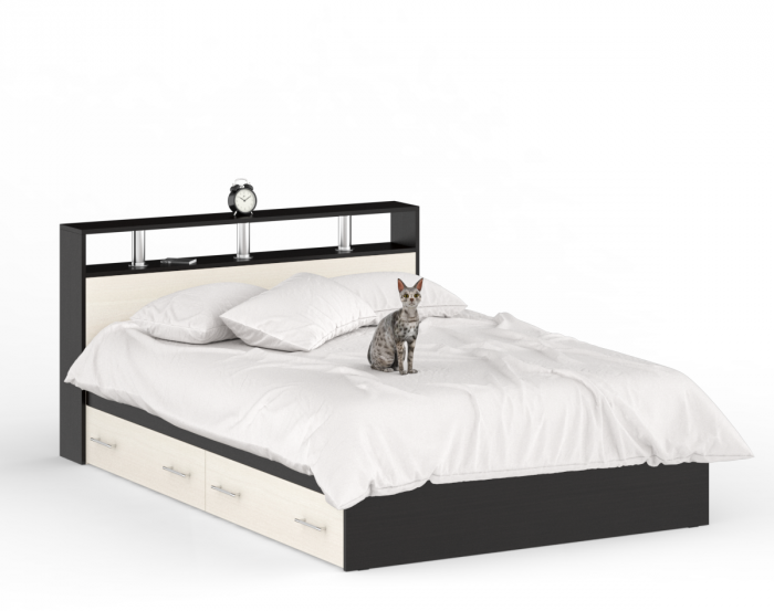 Камелия Кровать с ящиками 1400, венге/дуб лоредо