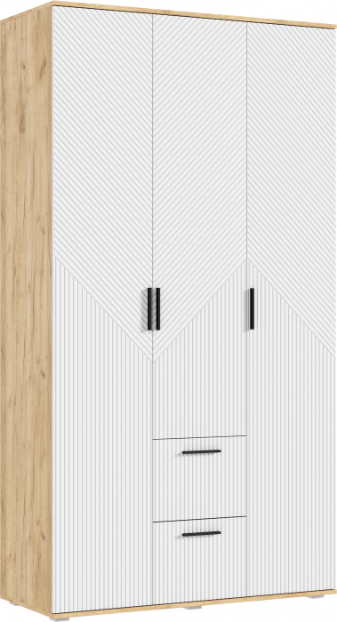 Сильвия Шкаф 3-х створчатый 1200, Браш Вайт/Дуб Крафт