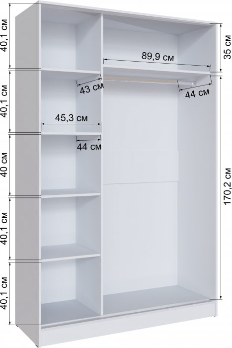 Шкаф-купе Стиль-2 1400, Дуб крафт серый/Камень серый